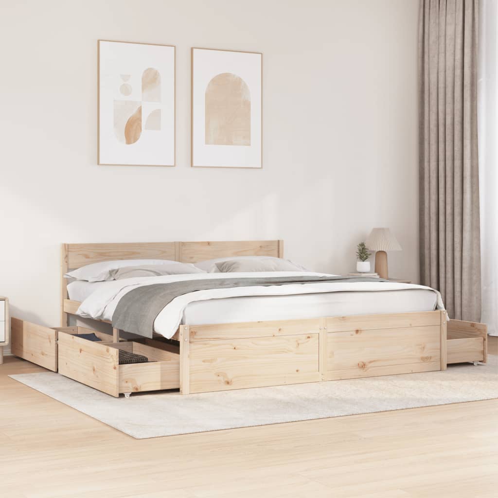 Sengeramme med madrass 200x200 cm heltre furu
