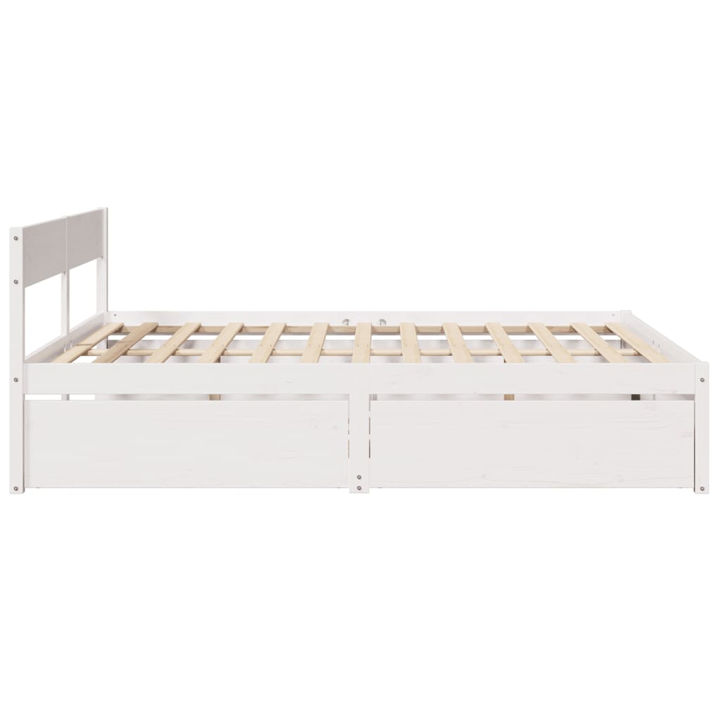 Sengeramme med madrass hvit 200x200 cm heltre furu
