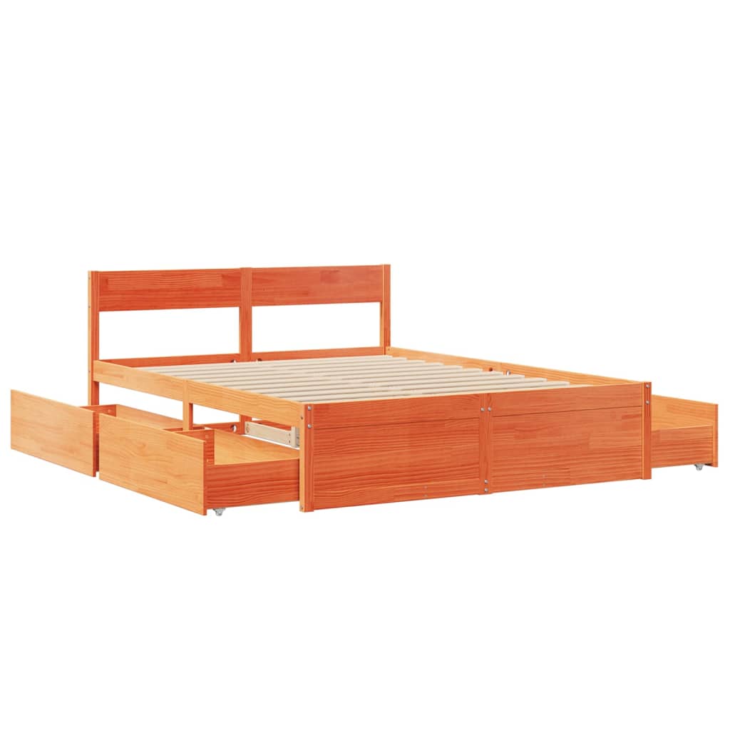 Sengeramme uten madrass brun 150x200 cm heltre furu