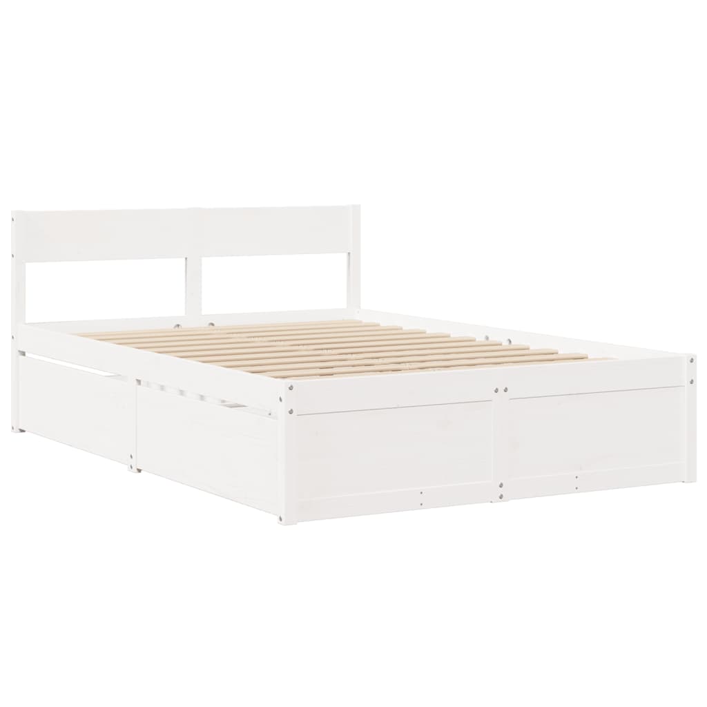Sengeramme uten madrass hvit 140x190 cm heltre furu