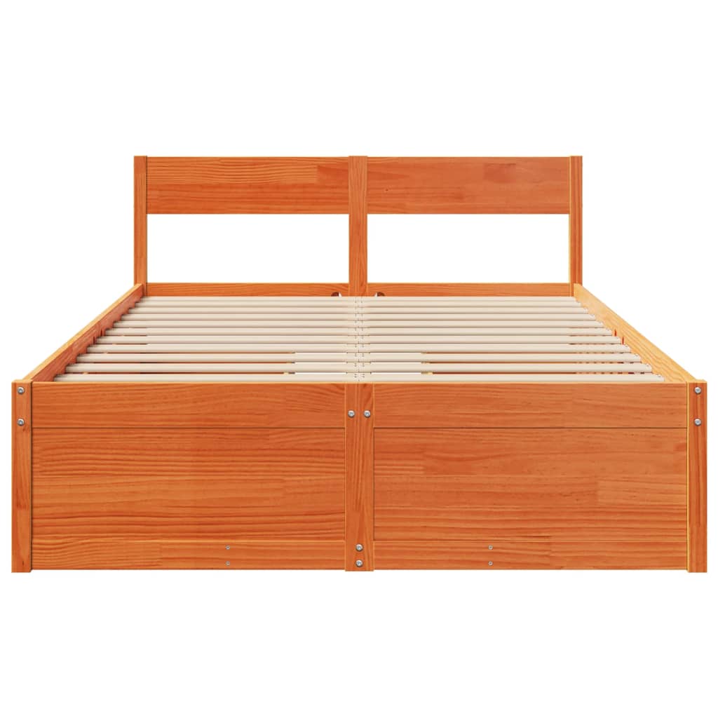 Sengeramme uten madrass voksbrun 140x190 cm heltre furu