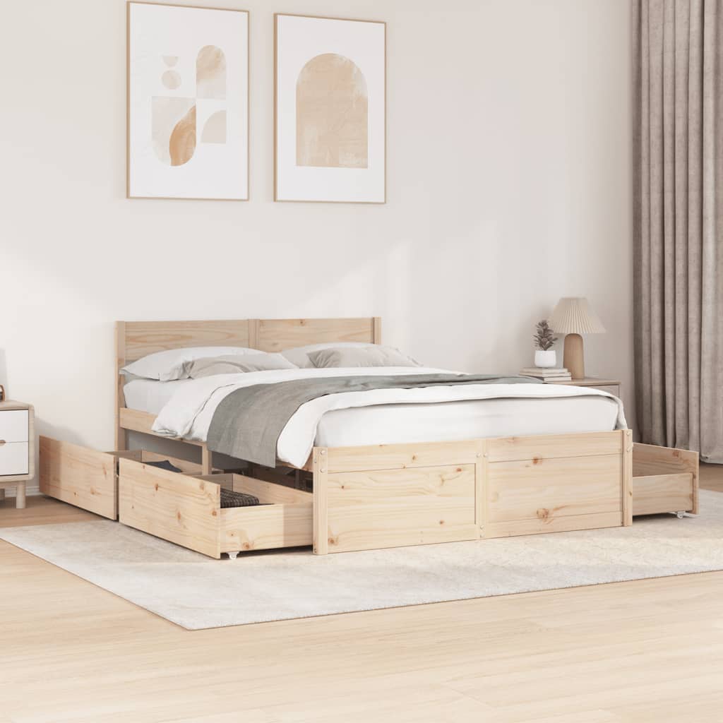 Sengeramme uten madrass hvit 135x190 cm heltre furu