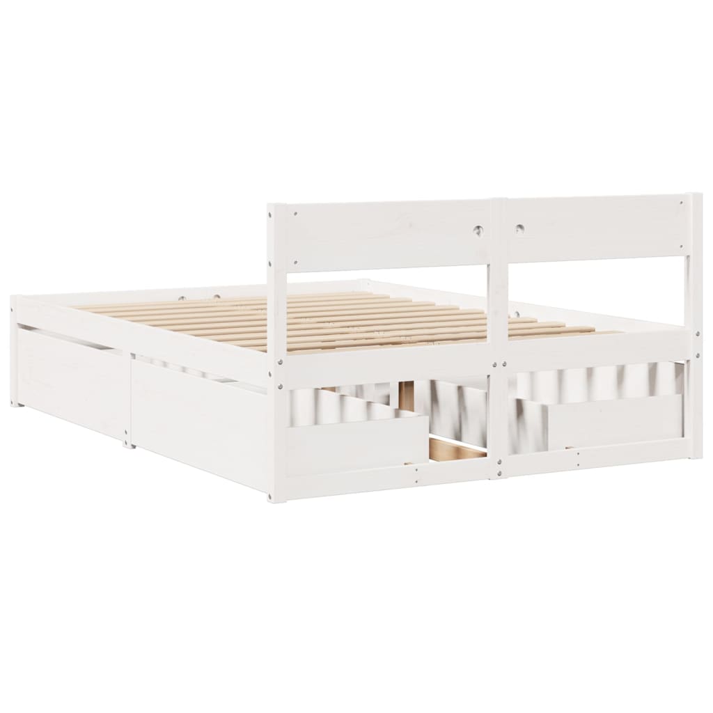 Sengeramme uten madrass hvit 135x190 cm heltre furu