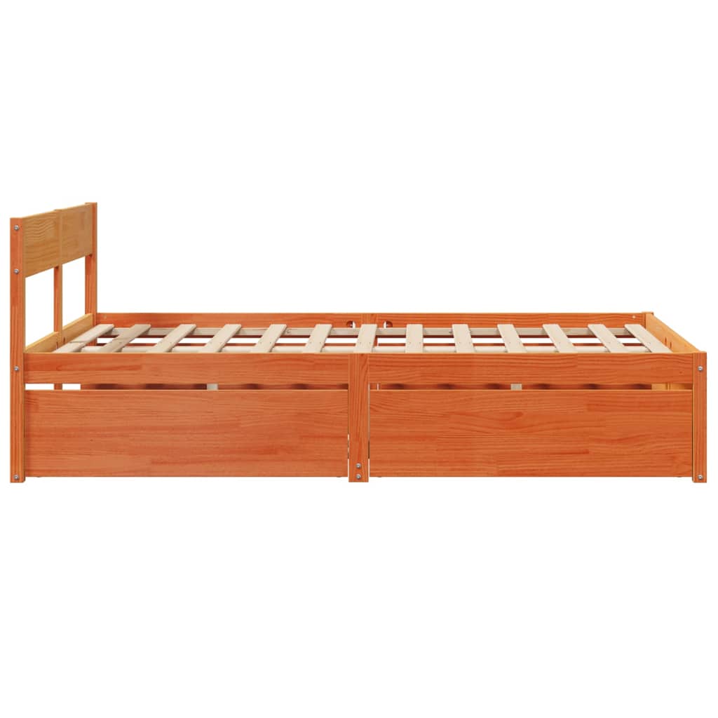 Sengeramme uten madrass voksbrun 120x190 cm heltre furu