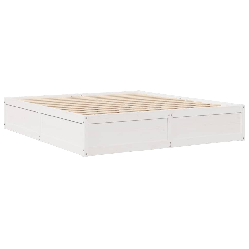Sengeramme med madrass hvit 200x200 cm heltre furu