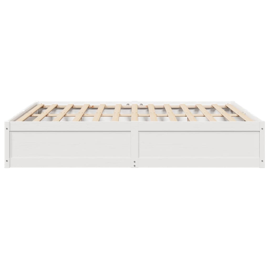 Sengeramme med madrass hvit 200x200 cm heltre furu