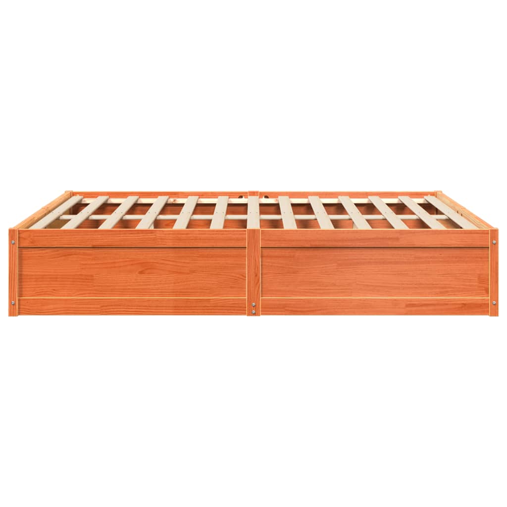 Sengeramme uten madrass voksbrun 200x200 cm heltre furu