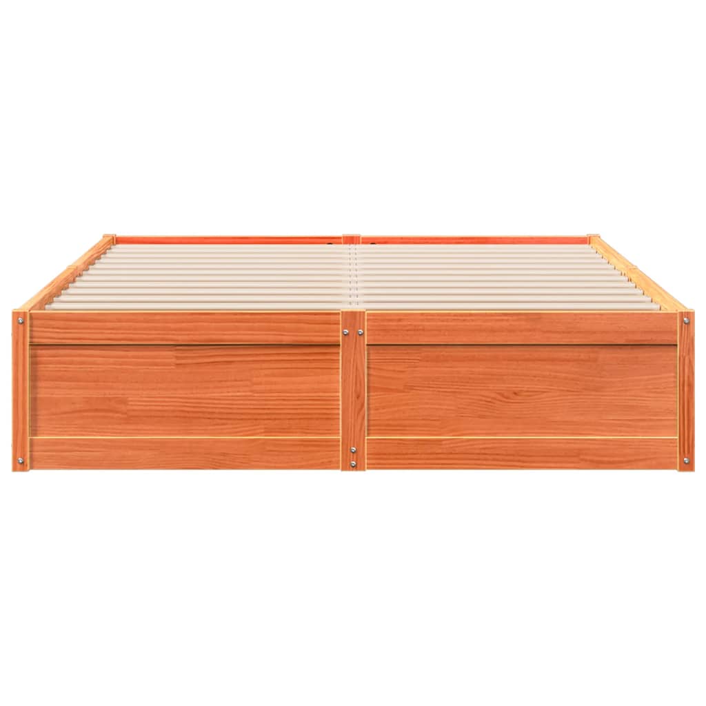 Sengeramme uten madrass voksbrun 140x200 cm heltre furu