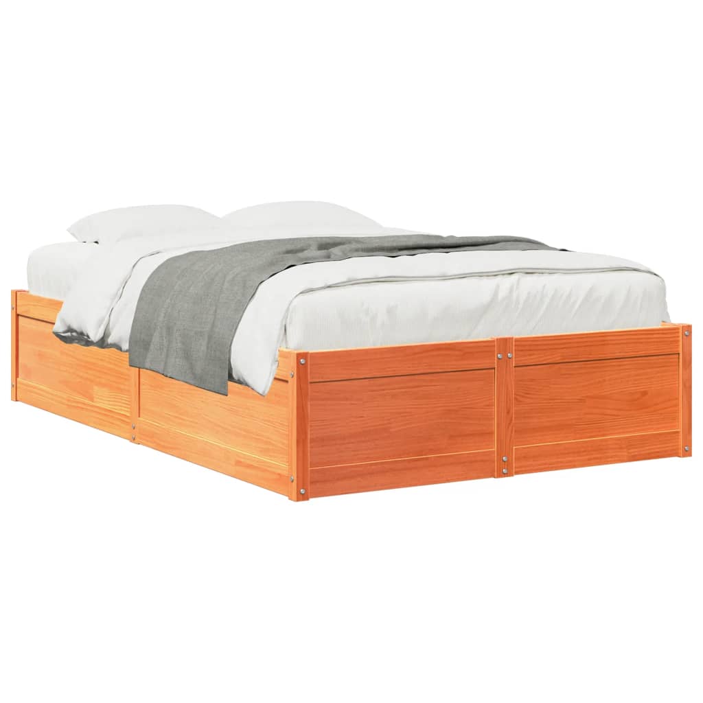 Sengeramme uten madrass voksbrun 120x190 cm heltre furu