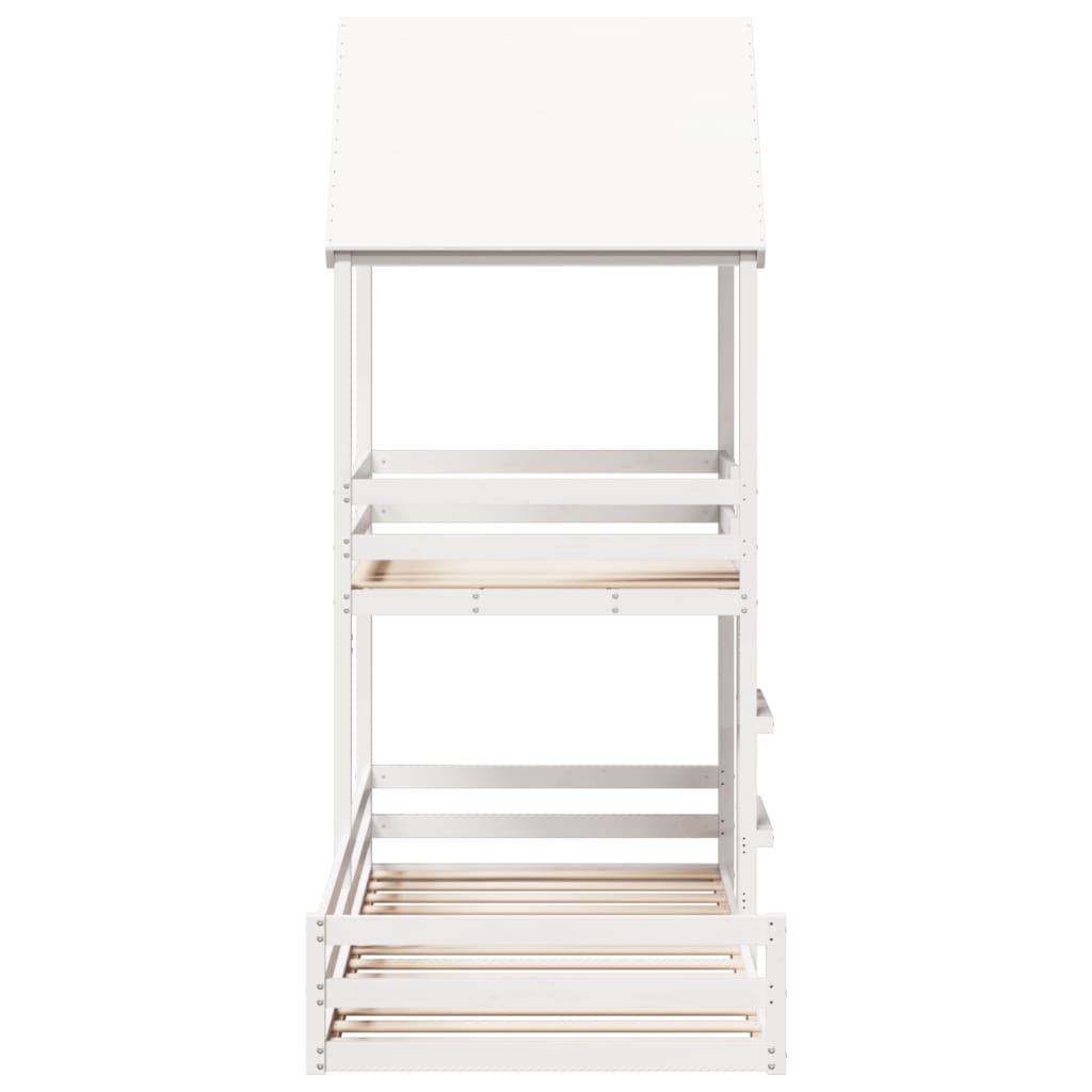 Køyeseng med tak hvit 90x200 cm heltre furu