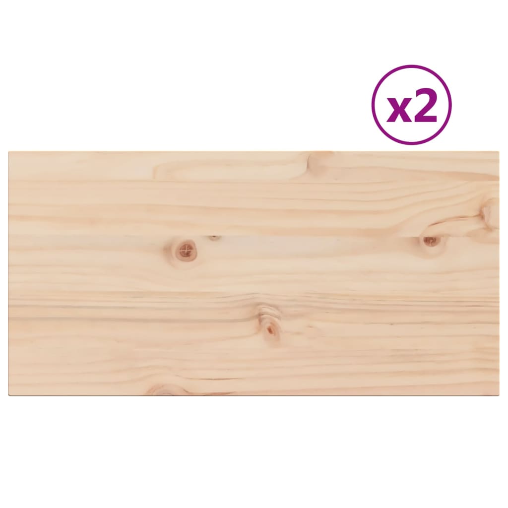 Bordplater 2 stk 70x35x2,5 cm rektangulær heltre furu