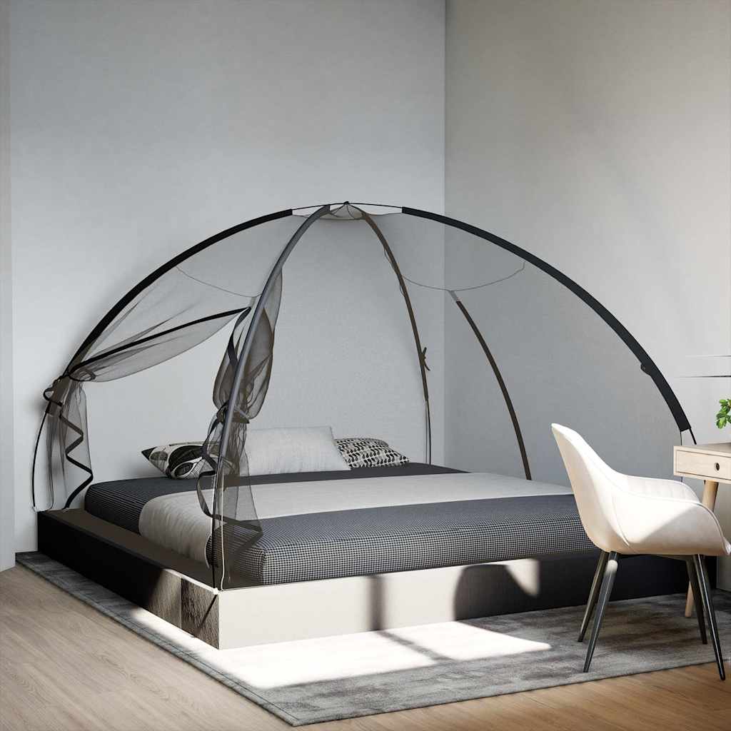 Mongolsk myggnett med dører 220 netting svart 200x200x135 cm