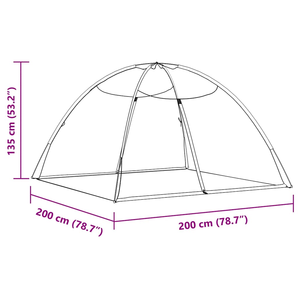 Mongolsk myggnett med dører 220 netting svart 200x200x135 cm