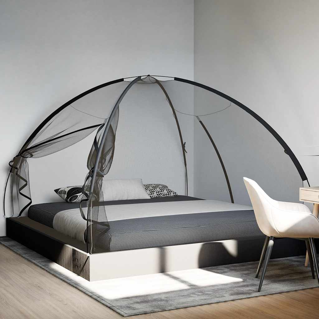 Mongolsk myggnett med dører 220 netting svart 200x200x135 cm