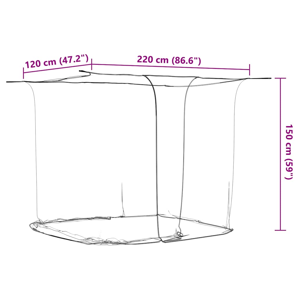Hengende myggnett 156 netting hvit 220x120x150 cm