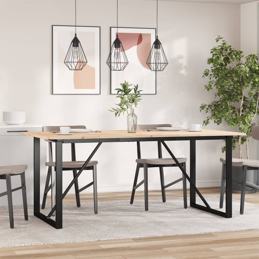 Spisebord O-ramme 180x90x75 cm heltre furu og stål