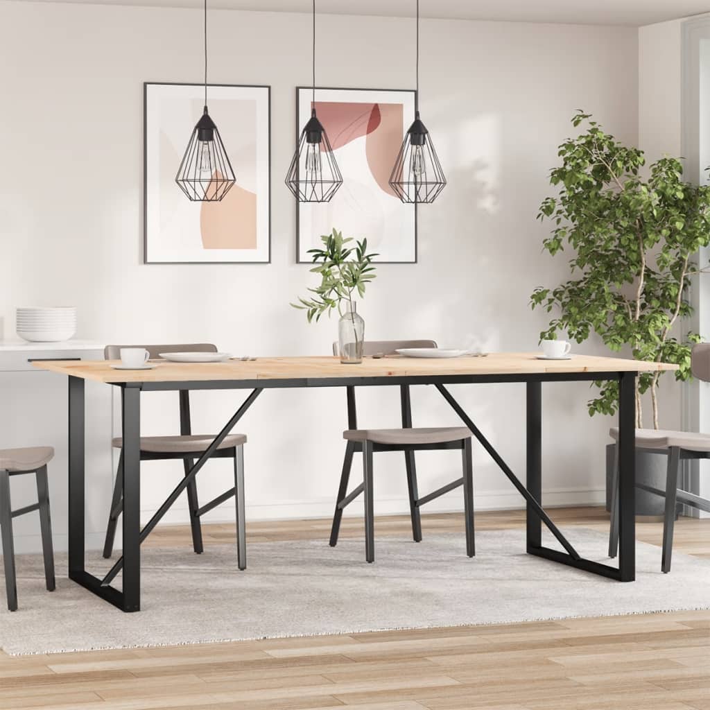 Spisebord O-ramme 200x100x75 cm heltre furu og stål