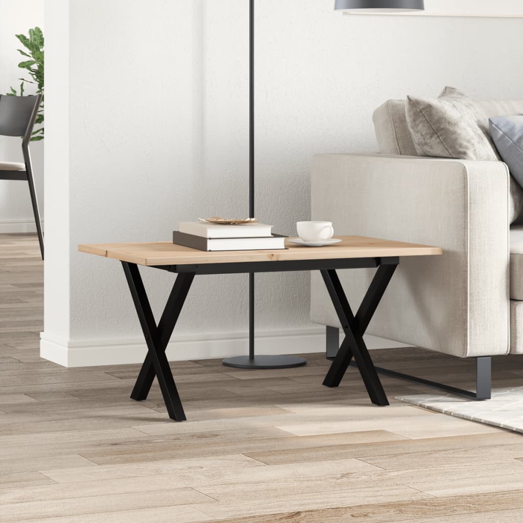 Salongbord X-ramme 80x50x40 cm heltre furu og stål