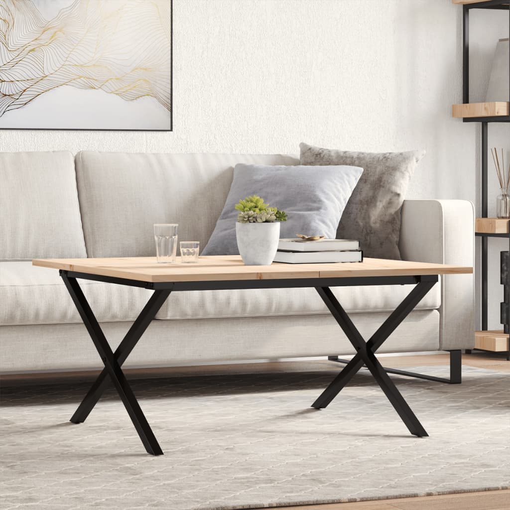Salongbord X-ramme 80x80x45 cm heltre furu og stål vidaXL
