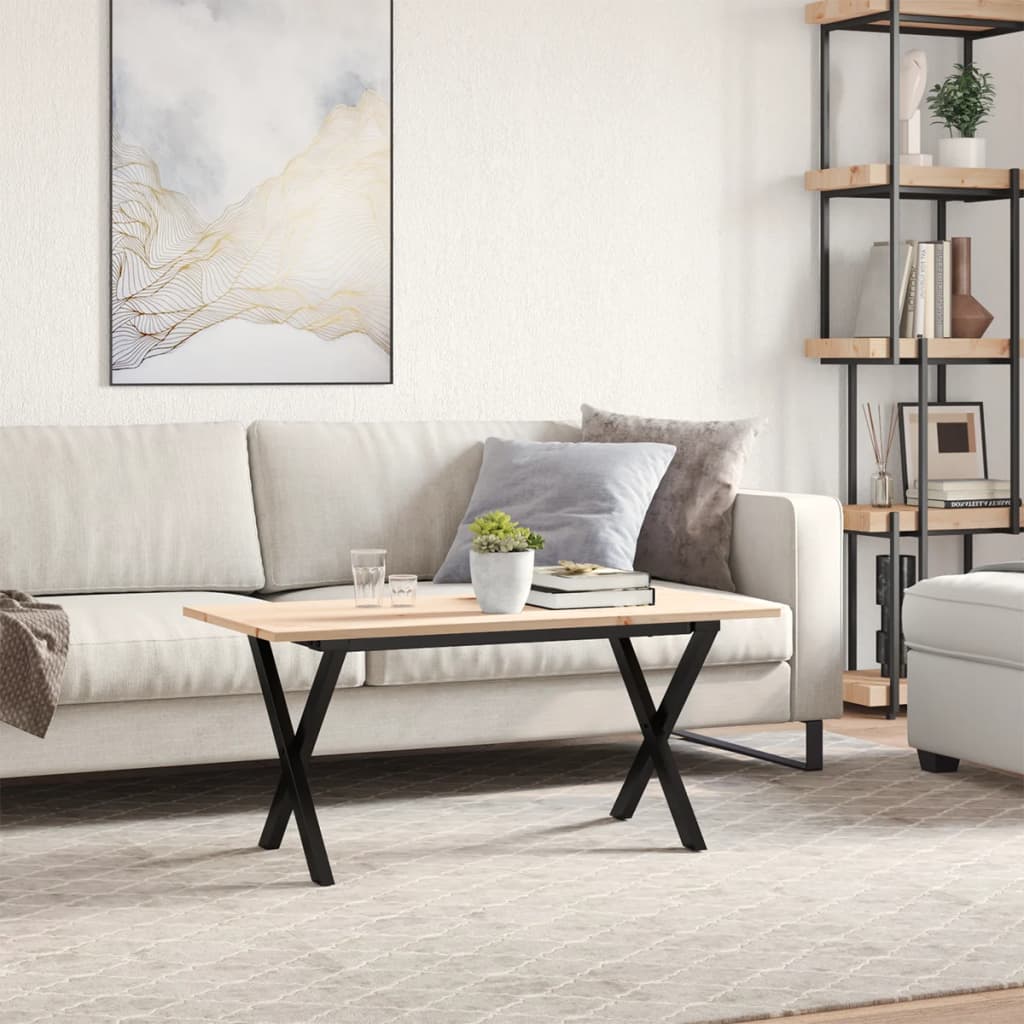 Salongbord X-ramme 90x40x45 cm heltre furu og stål