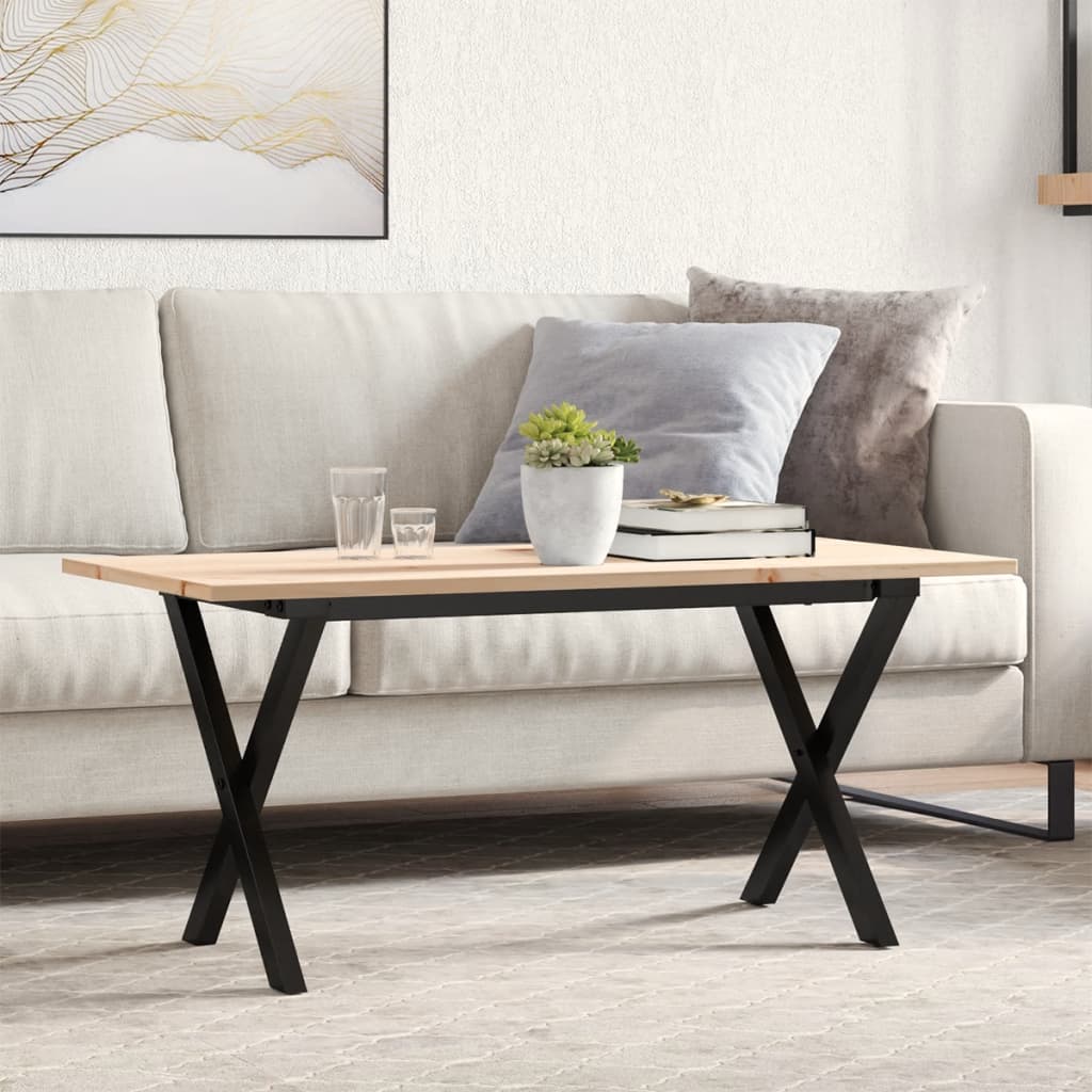 Salongbord X-ramme 90x40x45 cm heltre furu og stål