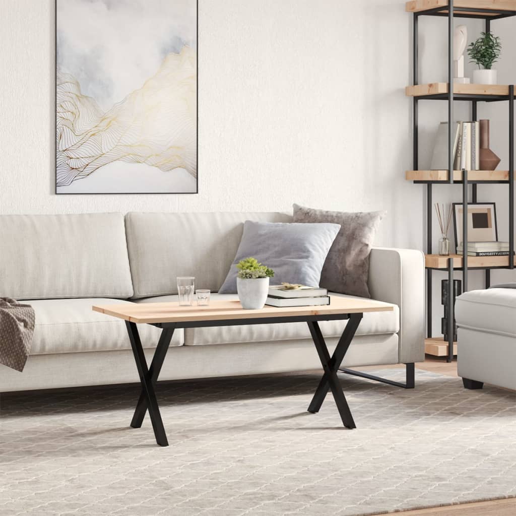 Salongbord X-ramme 100x50x45 cm heltre furu og stål