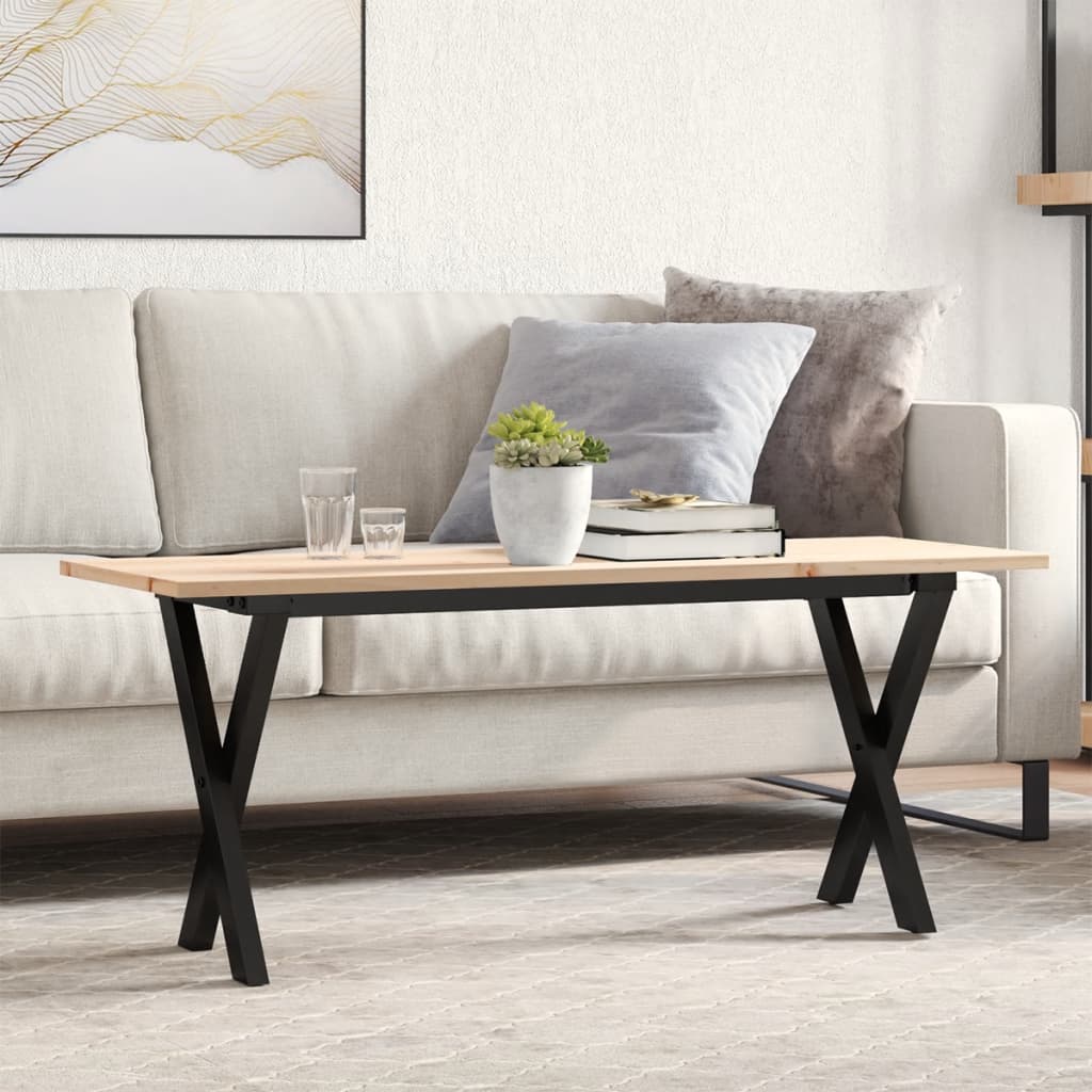 Salongbord X-ramme 110x40x45 cm heltre furu og stål