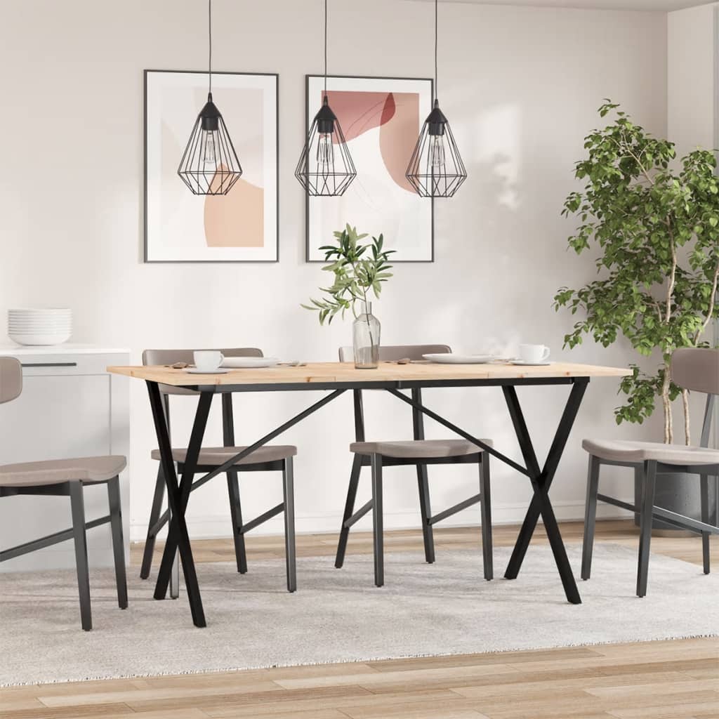 Spisebord X-ramme 160x80x75 cm heltre furu og stål