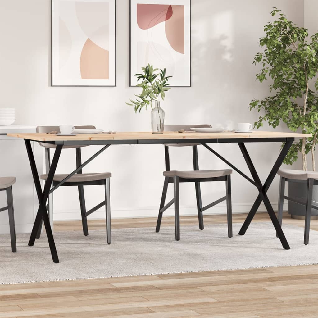 Spisebord X-ramme 180x90x75 cm heltre furu og stål