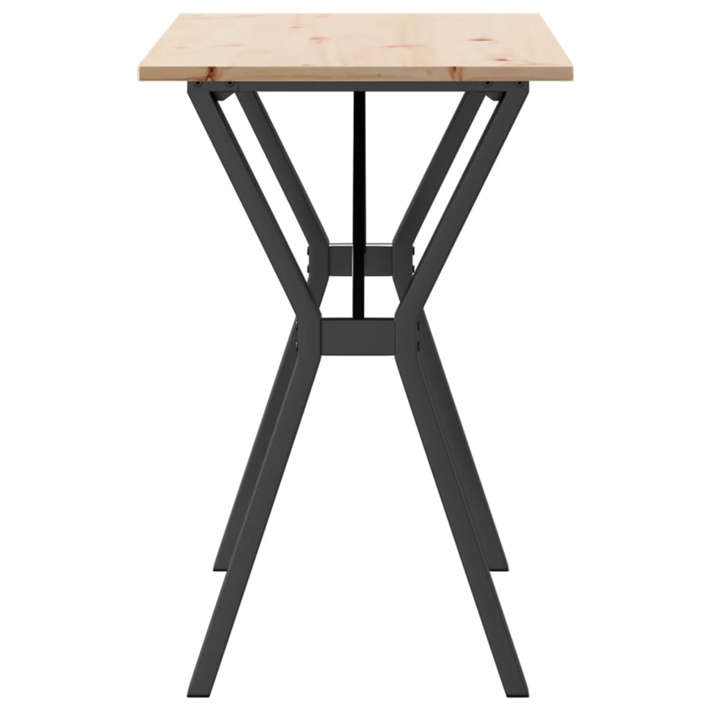 Spisebord Y-ramme 100x50x75 cm heltre furu og stål