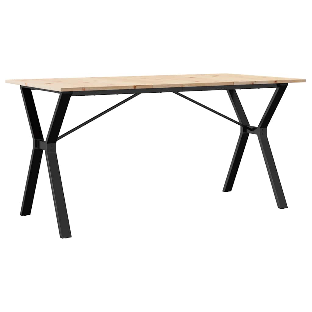Spisebord Y-ramme 140x80x75 cm heltre furu og stål