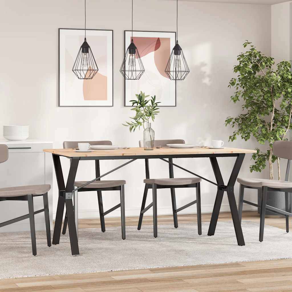 Spisebord Y-ramme 140x80x75 cm heltre furu og stål