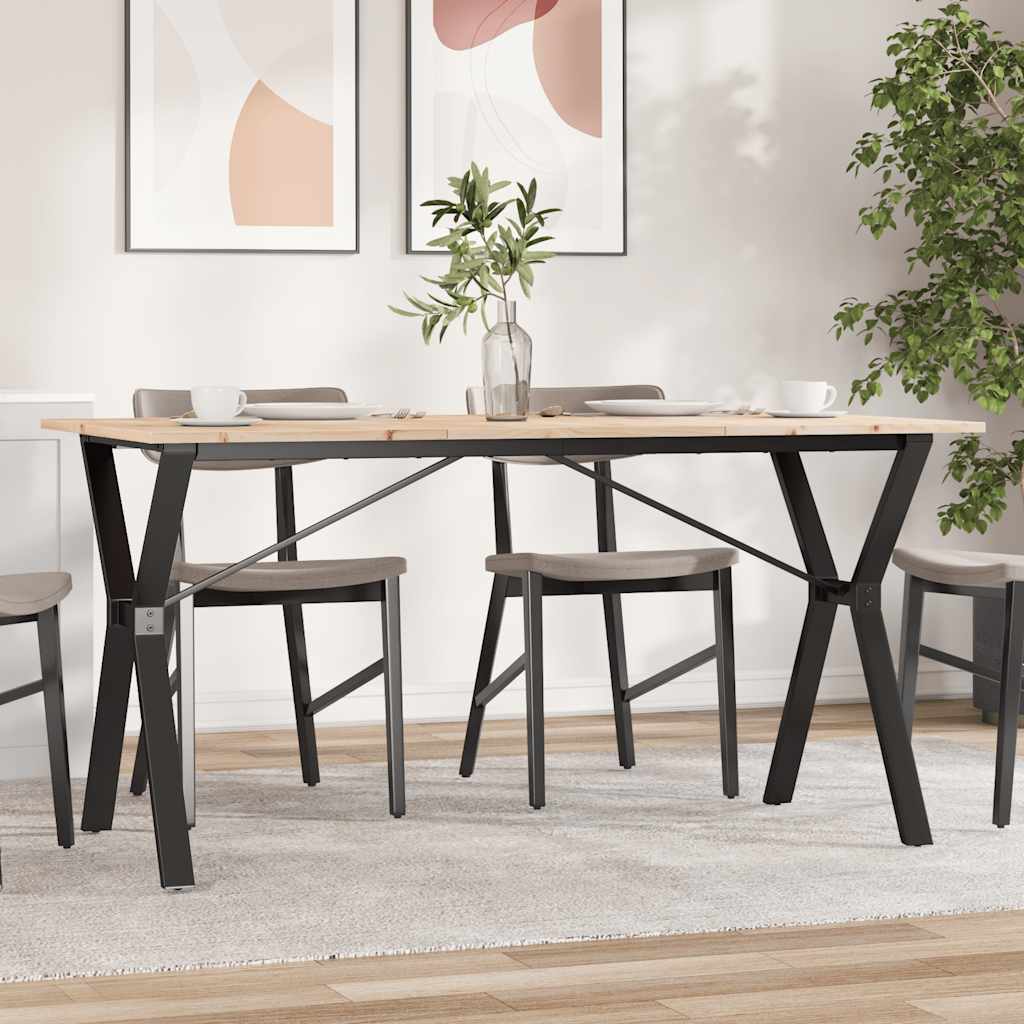 Spisebord Y-ramme 140x80x75 cm heltre furu og stål