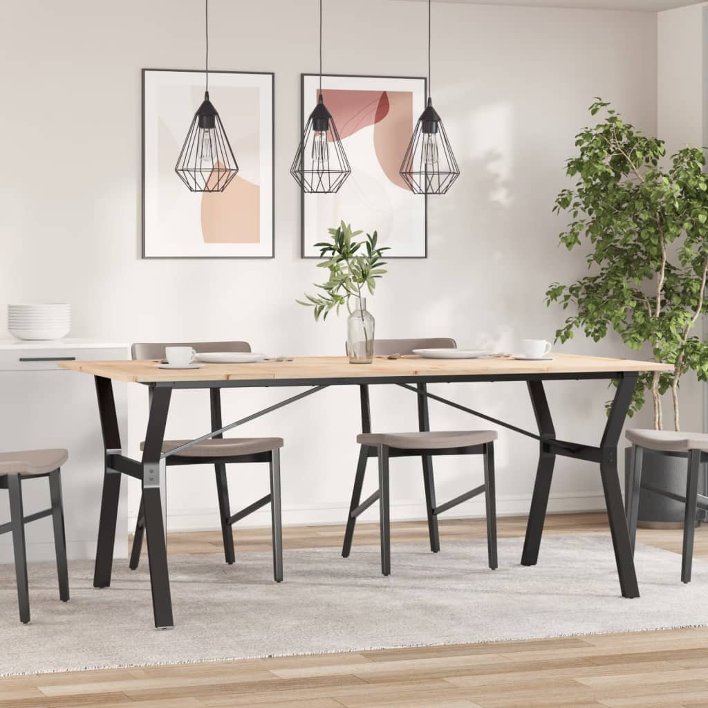 Spisebord Y-ramme 180x90x75 cm heltre furu og stål