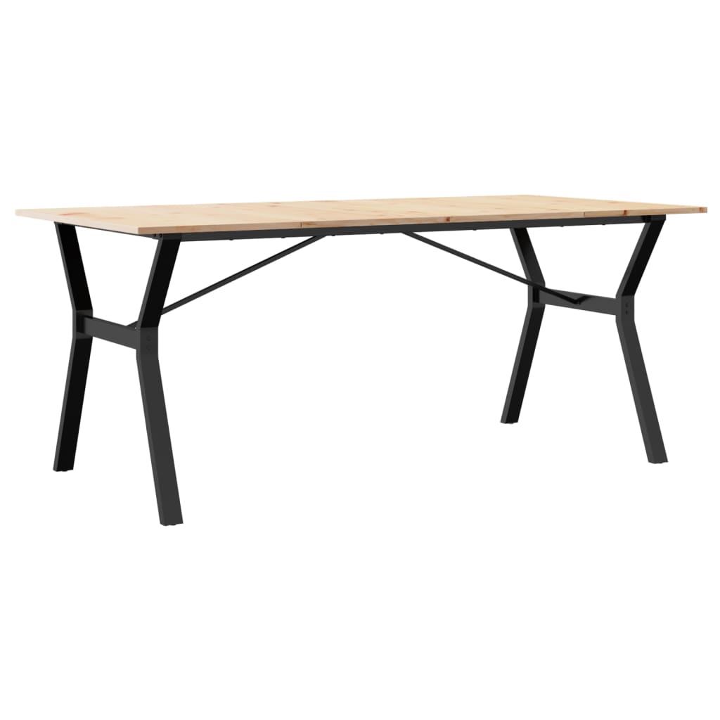 Spisebord Y-ramme 180x90x75 cm heltre furu og stål