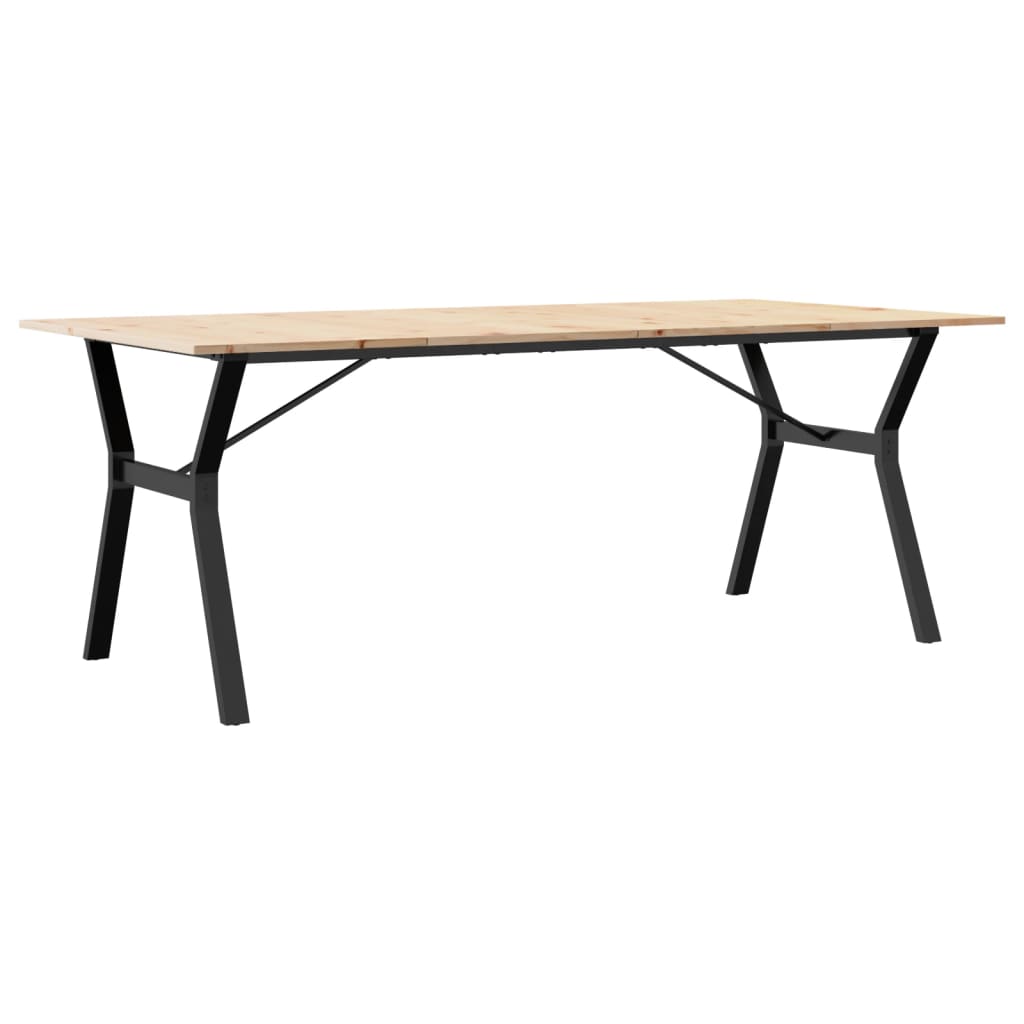 Spisebord Y-ramme 200x100x75 cm heltre furu og stål vidaXL