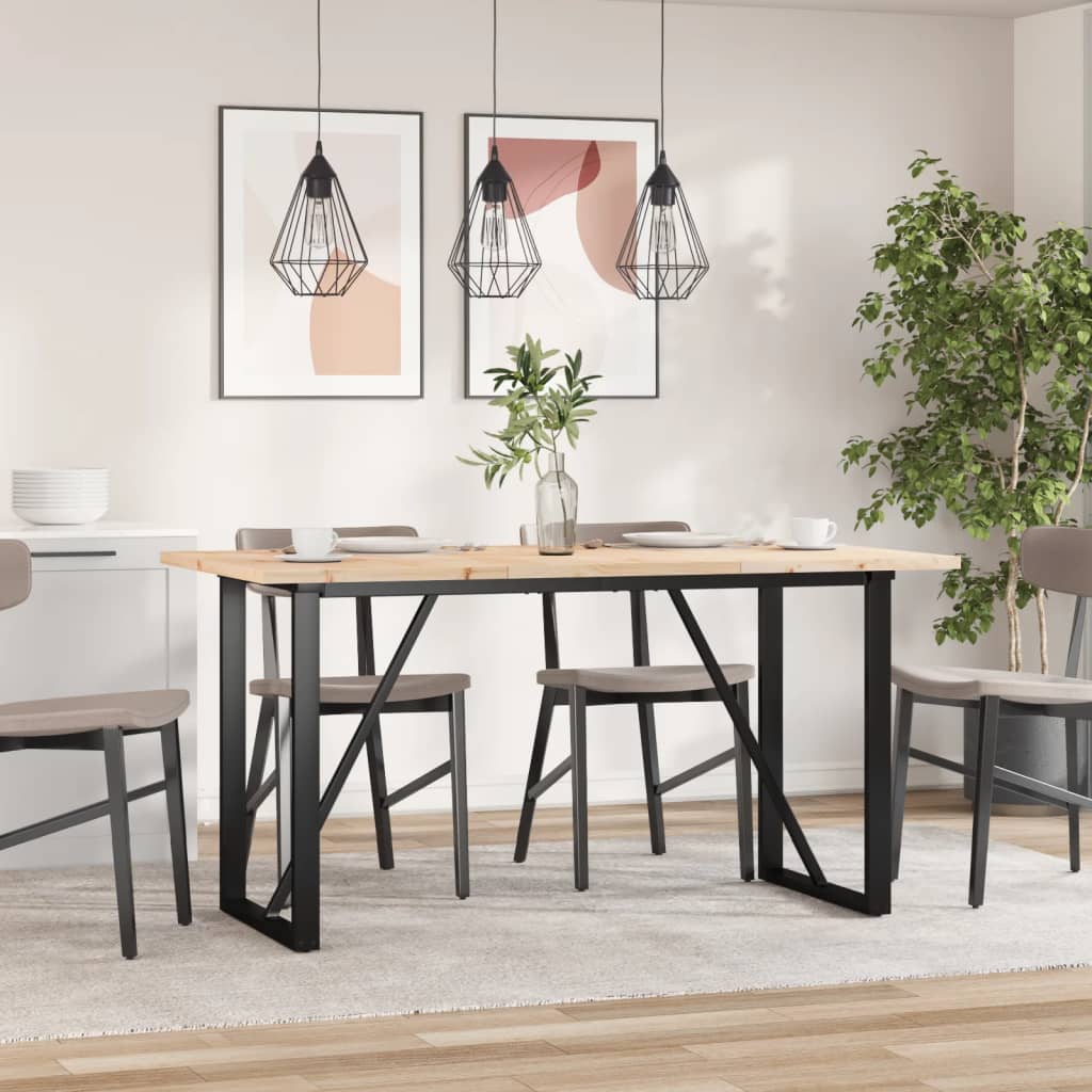 Spisebord O-ramme 140x80x75,5 cm heltre furu og stål