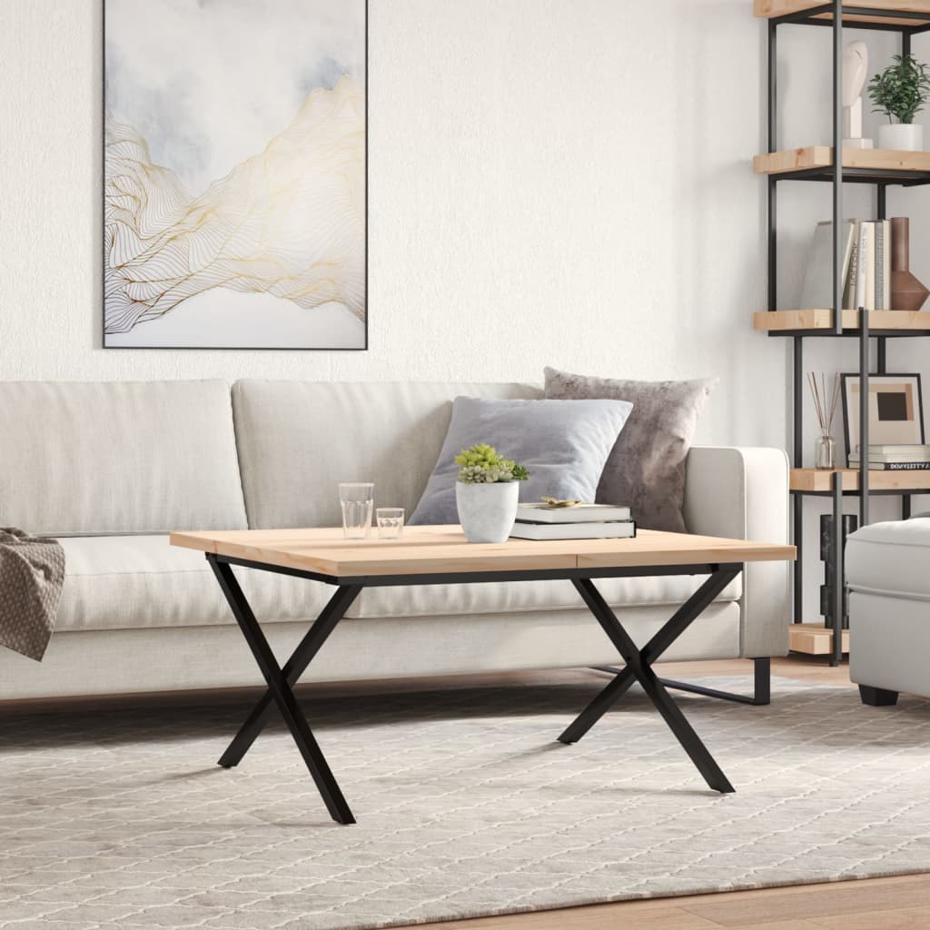 Salongbord X-ramme 80x80x45,5 cm heltre furu og stål vidaXL