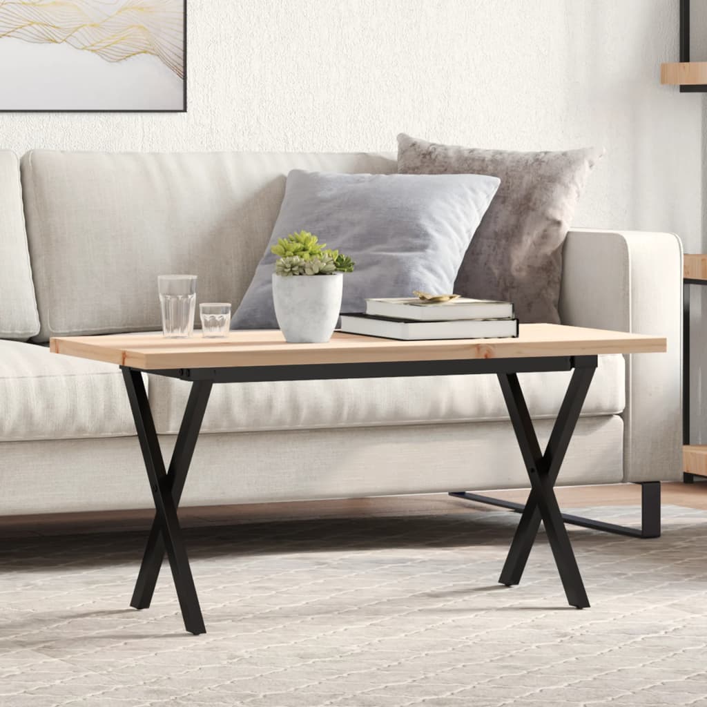 Salongbord X-ramme 90x40x45,5 cm heltre furu og stål