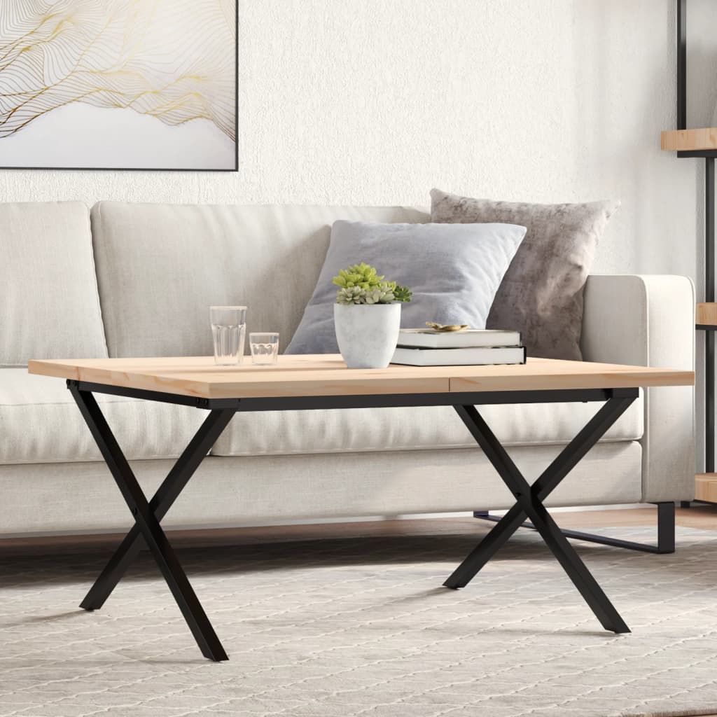 Salongbord X-ramme 90x90x45,5 cm heltre furu og stål