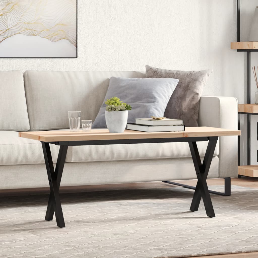 Salongbord X-ramme 110x40x45,5 cm heltre furu og stål