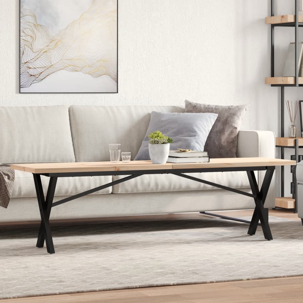 Salongbord X-ramme 160x40x45,5 cm heltre furu og stål