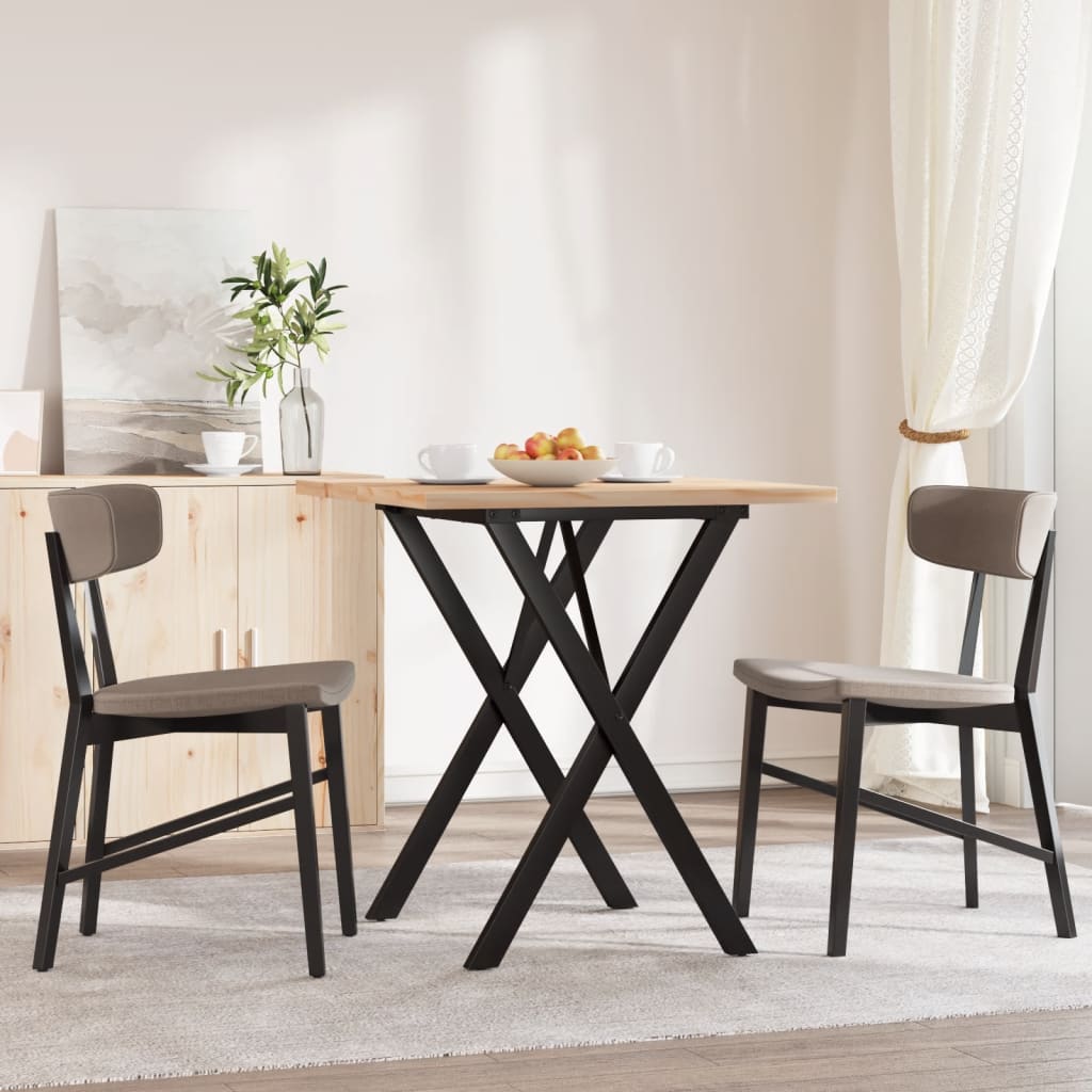 Spisebord X-ramme 70x70x75,5 cm heltre furu og stål