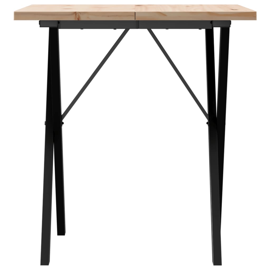 Spisebord X-ramme 70x70x75,5 cm heltre furu og stål