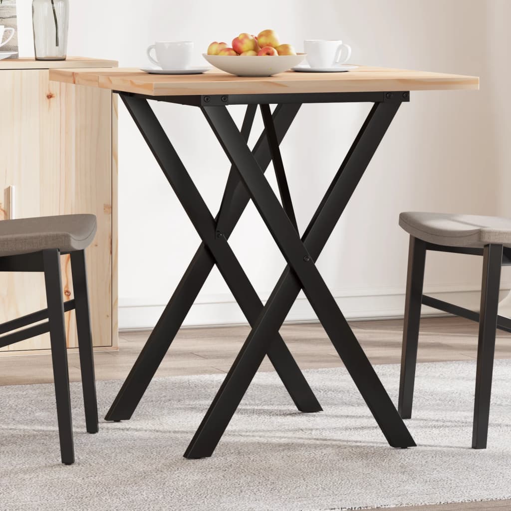Spisebord X-ramme 70x70x75,5 cm heltre furu og stål