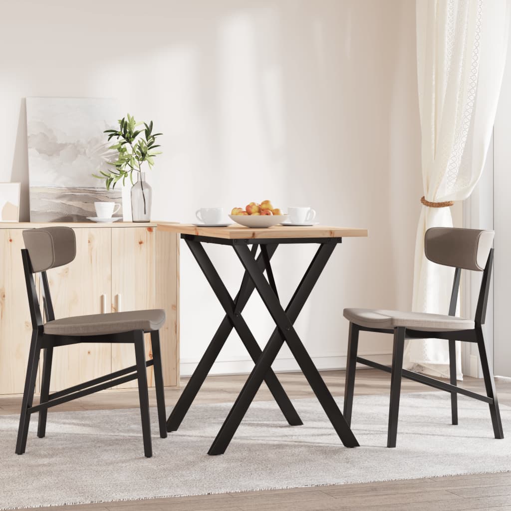 Spisebord X-ramme 80x50x75,5 cm heltre furu og stål
