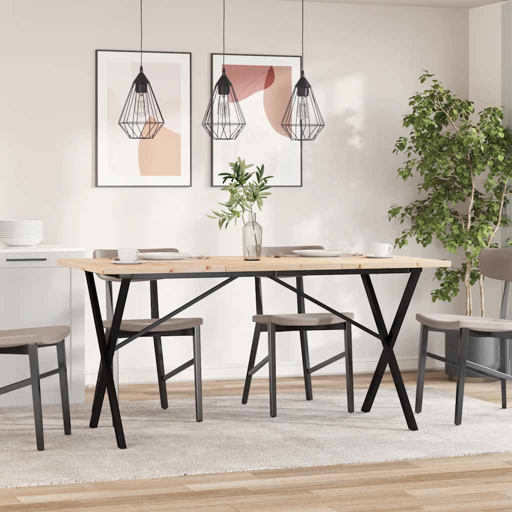 Spisebord X-ramme 140x80x75,5 cm heltre furu og stål