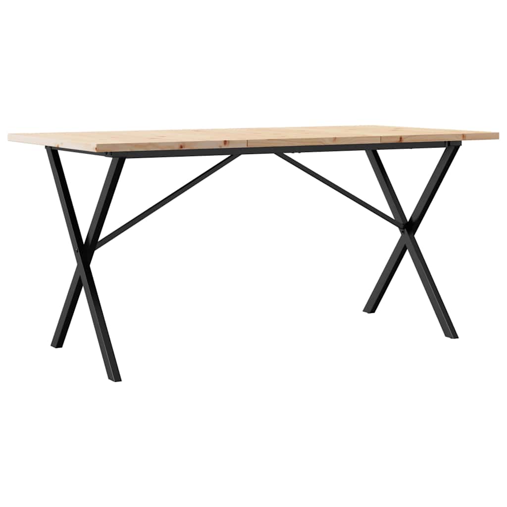 Spisebord X-ramme 140x80x75,5 cm heltre furu og stål