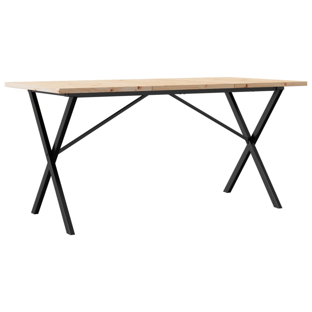 Spisebord X-ramme 160x80x75,5 cm heltre furu og stål