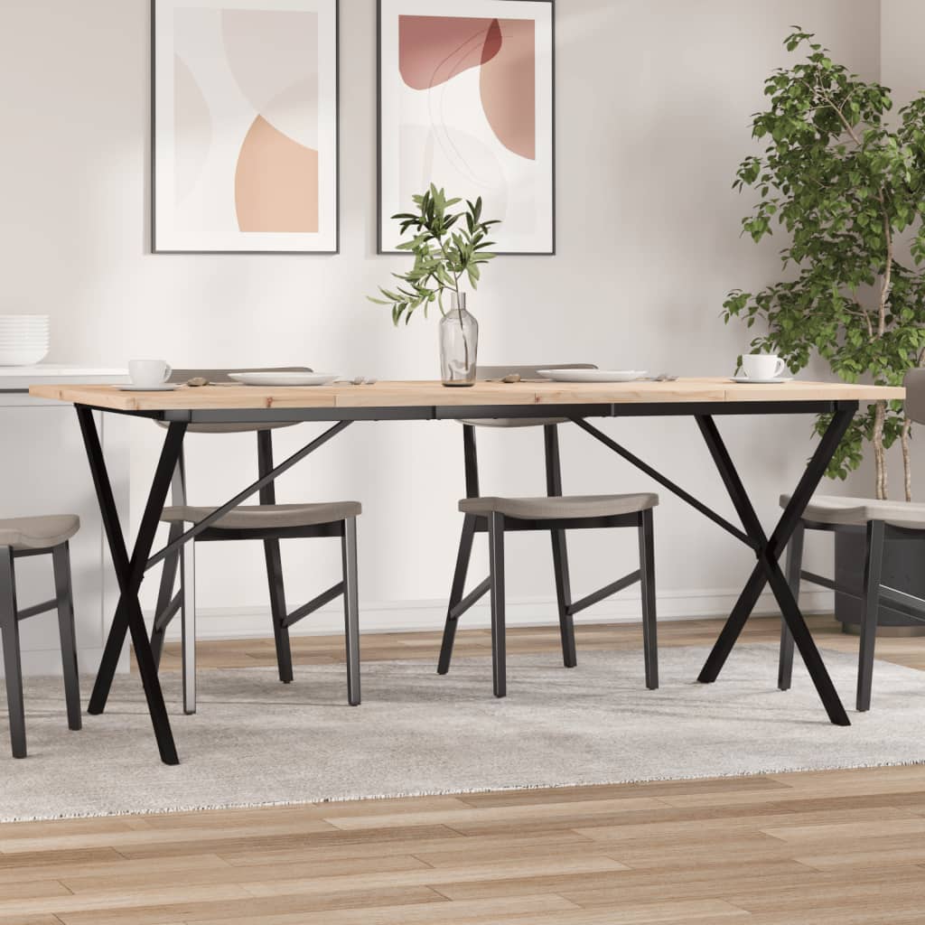 Spisebord X-ramme 180x90x75,5 cm heltre furu og stål